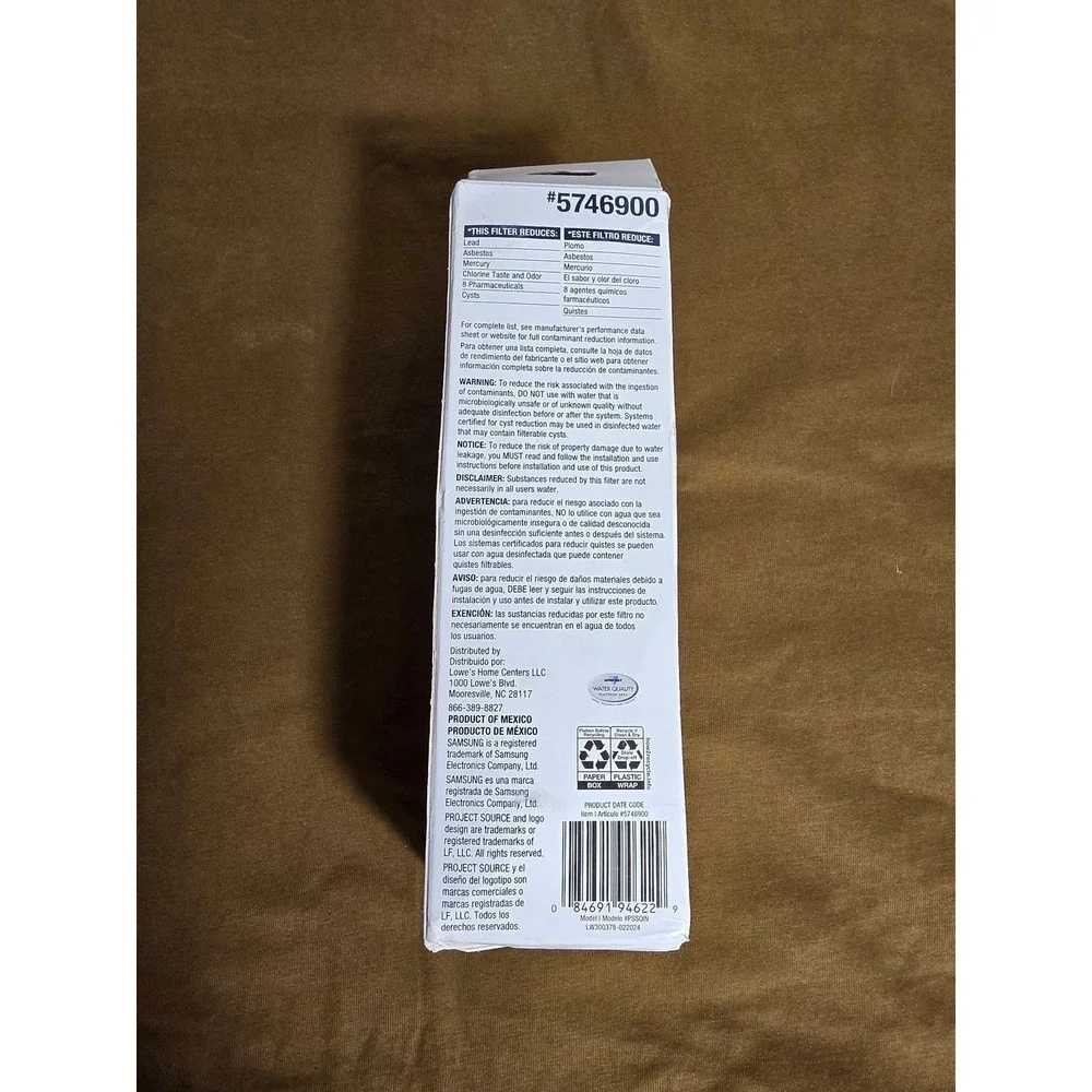 Project Source Refrigerator Water Filter PSSQIN Fits Samsung HAF-QIN 5746900